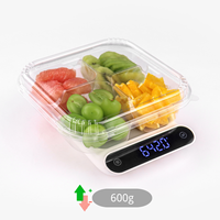 Boîte en plastique jetable transparente en PET à 4 compartiments pour fruits frais coupés, tomates cerises