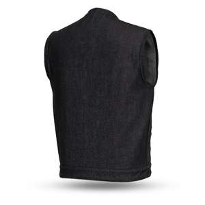 <b>Black</b> Denim Jeans <b>Vest</b>, Motorcycle Club <b>Vest</b> - Product Image 2