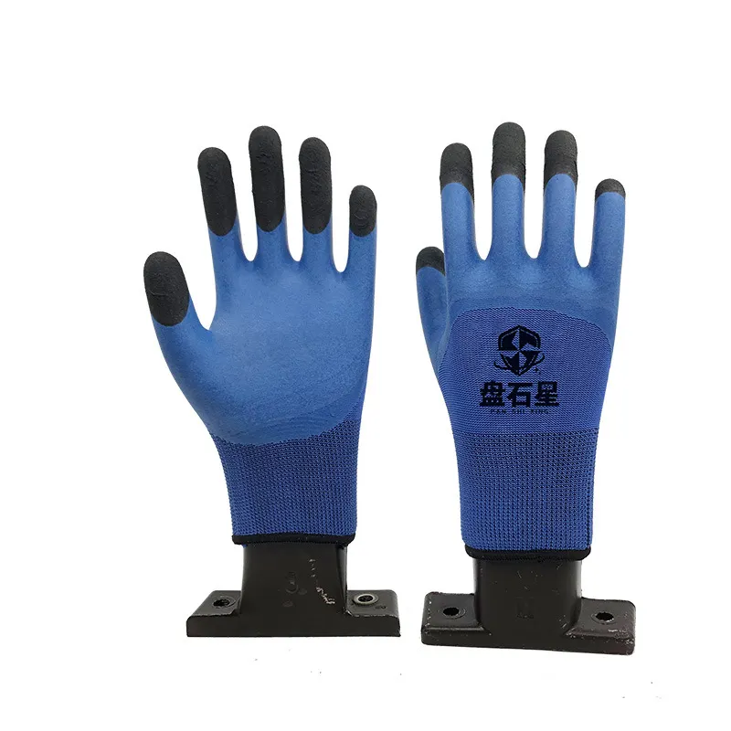 Garden non-slip thickened double layer latex nitrile coated work gloves Industrial latex safety gloves