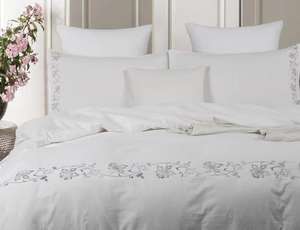 Set di biancheria da letto Queen Size <span class=keywords><strong>100</strong></span>% <span class=keywords><strong>cotone</strong></span> doppio colore anni '60 lungo fiocco <span class=keywords><strong>copripiumino</strong></span> di alta qualità lenzuola tessuto stile Design semplice - Product Image 6