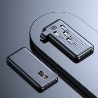 Batterie externe personnalisée avec logo PVC Li-Polymère 10000mAh, câbles intégrés Micro USB, affichage LED, sortie Type-C, charge rapide, portable