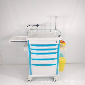 Chariot médical en acier inoxydable à 4 roulettes, mobilier hospitalier multifonctionnel, poste d'infirmière, chariot de perfusion - Product Image 1