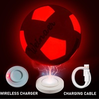 Ballon de football en caoutchouc lumineux qui brille dans le noir avec deux lumières LED haute luminosité, recharge sans fil, éclairage LED personnalisé