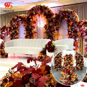 SMOOTH - Camino de Mesa Floral Otoñal Moderno Hecho a Mano con Flores Artificiales, Arreglo de Hojas de Arce Naranja Quemado, Arco de Flores para Boda - Product Image 1