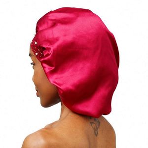 Gorro de Satén Ajustable para Mujer, Diseño de Perlas Rosas, para Uso en las Cuatro Estaciones, Marca Personalizada, para Uso Diario, Fiestas, Viajes al Aire Libre - Product Image 3