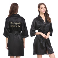 Al por mayor: Bata de satén sexy tipo kimono para mujer, de color liso, con nombre personalizado, para novias y damas de honor, para fiesta de bodas.