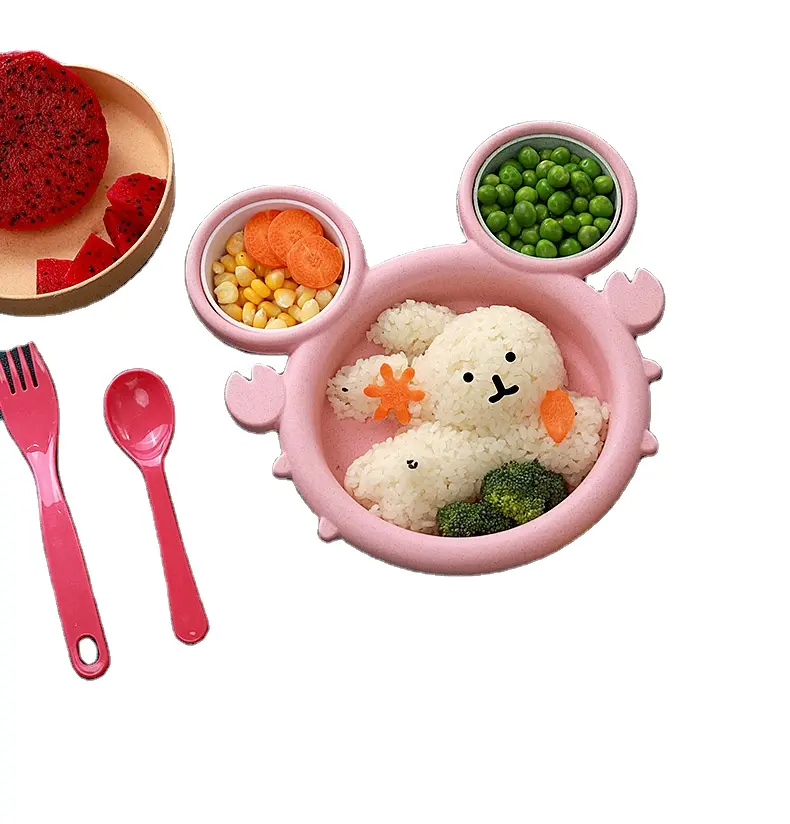 아이 미키 그릇 요리 만화 마우스 도시락 아이 아기 어린이 유아 아기 쌀 먹이 그릇 플라스틱 스낵 플레이트 식기