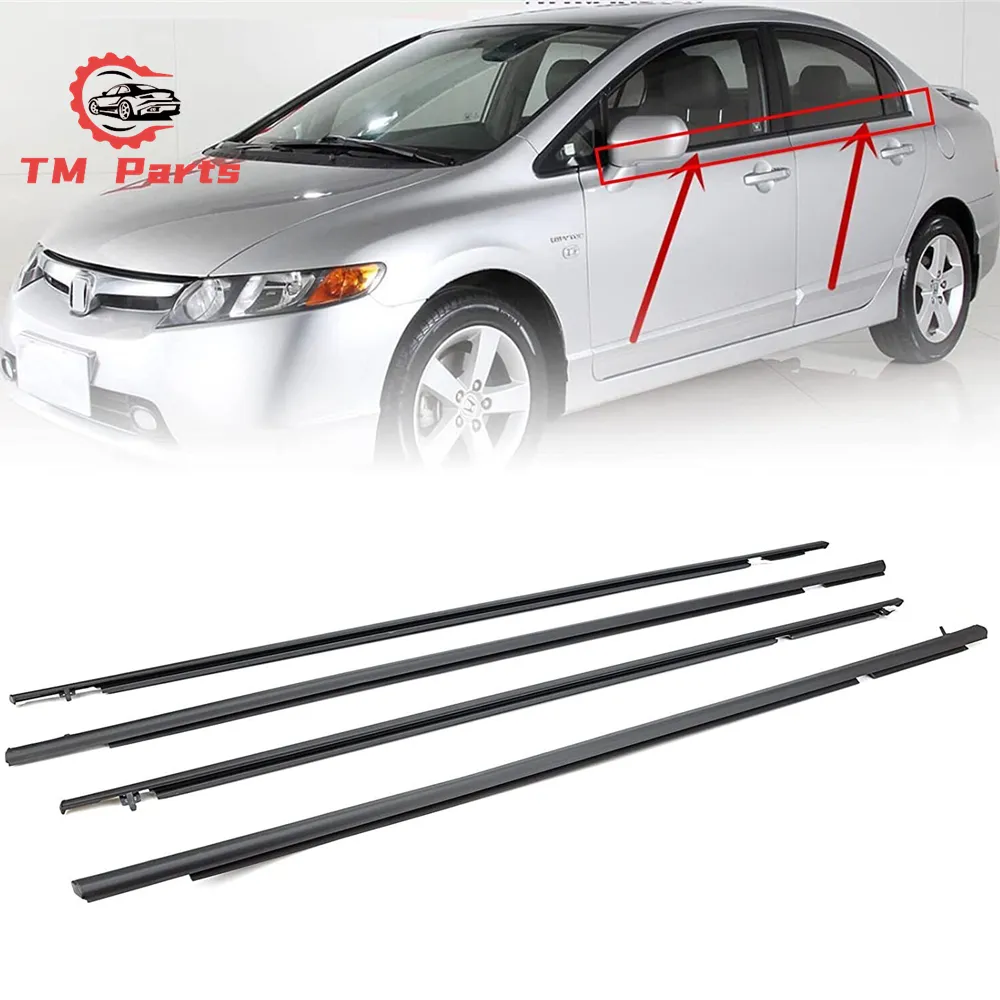 4 Stuks Autoruit Tochtstrip Voor Honda Civic 2006-2011 Tochtstrip Raambekleding Afdichting Chroom 72450-sna-a01 72410-sna-a01