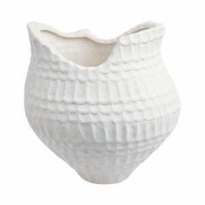Vaso Moderno in Porcellana con Texture Ondulata, Elemento Scultoreo per l'Arredamento del Soggiorno - Product Image 1