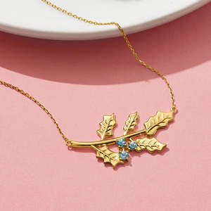 Collar de hoja de flor de diciembre con piedras preciosas de diamantes de circón de perla de aleación de cobre <span class=keywords><strong>en</strong></span> colores de moda para ocasiones de bodas religiosas - Product Image 1