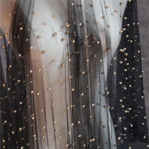 Tulle en maille orné de perles lumineuses, tissu transparent élégant pour voiles de mariée, robes de mariée, décoration de fête, vêtements - Product Image 1