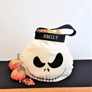 Balde fantasma assustador personalizado para crianças, sacola de doces ou travessuras personalizada para Halloween