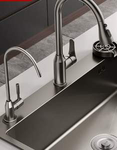 Robinet de cuisine en acier inoxydable avec douchette extractible à 3 modes - Product Image 6