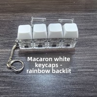 Hot Selling Macaron 4 Key RGB Light EVA Fidget Clicker Keychain Portable Plastic Mechanical Keycap Student Office Stress Relief