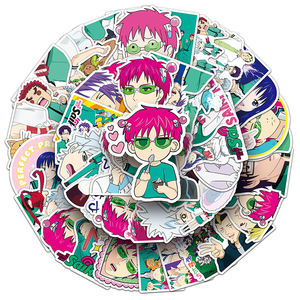 50 pièces haute qualité vinyle étanche dessin animé Anime autocollant décorations PVC <span class=keywords><strong>Saiki</strong></span> <span class=keywords><strong>Kusuo</strong></span> autocollant - Product Image 5