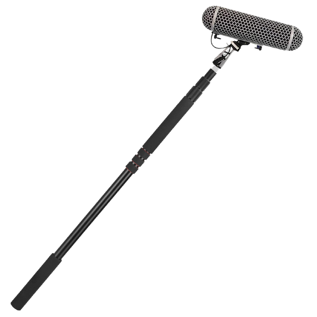 2.5M 3 Section Aluminum Microphone Boom Pole Handheld Telescopic Mic Arm for Filming