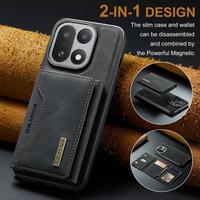 Vente en gros et dropshipping pour OnePlus 15 DG.MING M2 Series, étui de téléphone portable magnétique multi-cartes à 3 volets