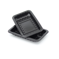 Barquettes jetables en plastique PP noir et or pour la viande, le poisson, le poulet, les légumes, les aliments surgelés, boîte d'emballage