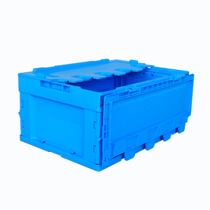 Crate plastic shipping collapsible storage crate with lid for logistics transport