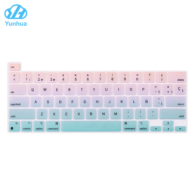 Mist Blue Spanish English Silicone Keyboard Cover US Layout for MacBook Pro13"2020-2022 M2 M1 A2338 A2289 A2251,Pro16"2019 A2141