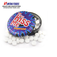 OEM personnalisé petite boîte ronde en fer blanc dents fraîches fruitées menthes sans sucre 12g tablette bonbons pour les magasins de cadeaux