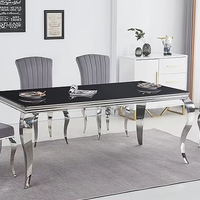 Ensemble de table à manger en marbre minimaliste de luxe doré Ensemble de tables à manger rectangulaires élégantes en acier inoxydable brillant Tables basses