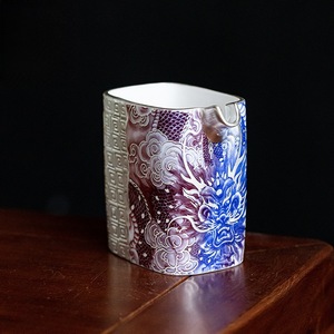 Tasse à thé en céramique He Fusen, motif dragon bleu argenté, 120 ml, pichet de service de luxe au design rétro - Product Image 2