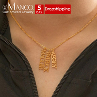 Collier en Chaîne de Corde en Acier Inoxydable EMANCO, Style Classique, Pendentif Personnalisé avec Nom, Bijoux Casual à la Mode, Plaqué Or 14K