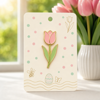 Broche Tulipe Rose 2D en Émail Souple, Bijou Fleur de Tulipe Printemps Pâques, Badges Métalliques en Gros, Épingles en Émail Personnalisées