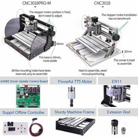 Mini Router CNC Portátil GRBL Control 3018 Pro Max de 3 Ejes, Máquina de Corte Láser con Motor de Eje Único y Rodamiento, Fácil de Operar