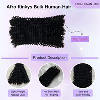 Extensions de tissage de cheveux indiens naturels, couleur naturelle, à brins simples, afro crépus, en vrac, non permanentables, pour tresses