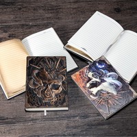 Journal ligné en cuir PU personnalisé style sombre Crâne et Serpent pour enregistrements de jeux, objets de collection, cadeau