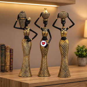 Statue en résine de femme africaine rétro, vase Art Déco pour table, décoration d'intérieur, décoration de salon, décoration d'entrée - Product Image 4