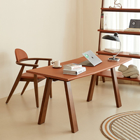 Bureau d'ordinateur minimaliste de Style italien nordique selle en bois haut en cuir Table Internet longue incurvée populaire Ins chambre pliable