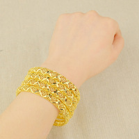Brazalete de Oro Chapado en 24K a Precio de Fábrica, Brazalete Hueco, Joyería Chapada en Oro al por Mayor para Mujer
