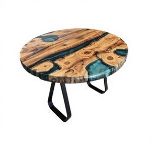 Plateau de table rond en résine haut de gamme |   Finition polie artisanale de designer pour les meubles de salle à manger modernes et les projets hôteliers - Product Image 1