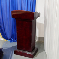 Podio Tradicional para Funerales, de Caoba Brillante con Tapa Curva, Púlpito Resistente, Plataforma para Discursos, Cobre Baby