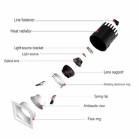 PULUOTI estilo moderno LED cuadrado empotrado tres cabezas 36W 45W 3000K 3500K 4000K focos de rejilla de techo blanco buena calidad