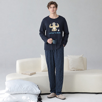 Pyjama unisexe de luxe thermique pour couple, taille élastique, respirant, en coton, grandes tailles