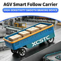 Chariot AGV double mode 300 kg : télécommande + suivi automatique, robot à plateau plat avec servomoteur 846 W pour la logistique industrielle