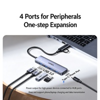Hub USB C UGREEN 5 ports, câble de 0,15 m, répartiteur USB 3.0 avec port d'alimentation Type C pour ordinateur portable PC