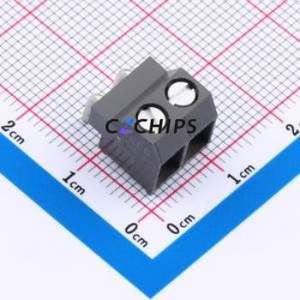 950-LH-DS/02 Plug-in Terminal Block Bent Lead Through Hole,P=5mm Connector ( Construction: 1x2P )( Pitch: 5mm )( Color: Gray ) - Product Image 1