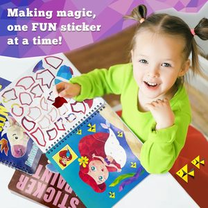 3 Libros de Pegatinas de Papel con Espiral para Niños de 4 a 8 Años, Temas de Sirena, Dinosaurio y Príncipe, 30 Pegatinas con Números - Product Image 3