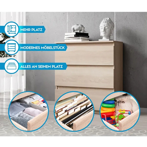 Comò <span class=keywords><strong>Moderno</strong></span> per Soggiorno <span class=keywords><strong>con</strong></span> 8 Cassetti, Mobile Contenitore, Toeletta, <span class=keywords><strong>Arredamento</strong></span> Camera da Letto, Comodino Antico in Legno di Quercia - Product Image 4