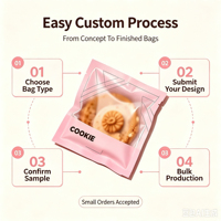 Sachet transparent en plastique pour biscuits, petite pochette thermoscellable de qualité alimentaire avec impression personnalisée pour l'emballage individuel de biscuits et de snacks
