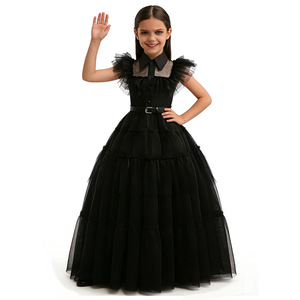 Robe de princesse pour enfants Wednesday Addams, tulle noir, costume de cosplay, 8-13 ans, printemps 2025 - Product Image 3