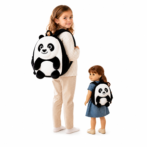 Sac à dos en peluche Panda personnalisé, usine OEM ODM, sac d'école mignon en forme d'animal pour enfants et poupée <span class=keywords><strong>de</strong></span> 18 pouces, couleur et logo personnalisés - Product Image 1