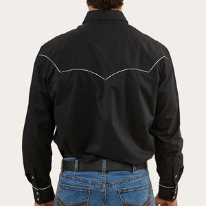 Flanel pakaian koboi grafis bordir katun Barat keamanan koboi merah muda tinggi & tinggi gaya Barat kemeja Barat - Product Image 4