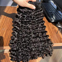 Extensions de cheveux humains vierges Remy Double Drawn Deep Wave, noir naturel, grade 10A, provenant d'un seul donneur, trame double cousue à la machine, permanentables, 8 pouces