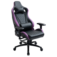 Chaise de jeu Racer, chaise VR, noir et violet, cuir PU, matelassage diamant, chaise de bureau ergonomique inclinable, appui-tête, coussin lombaire